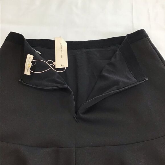 Rebecca Taylor Black High Waist Splicing Casual Flare Mini Skirt New Without Tag - Picture 7 of 11